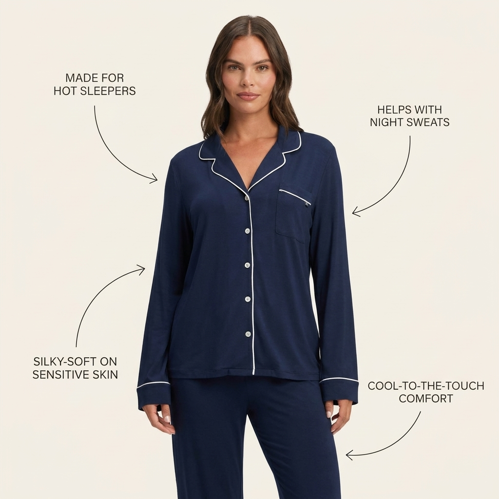 Long-Sleeve Cooling Bamboo Pajama Set